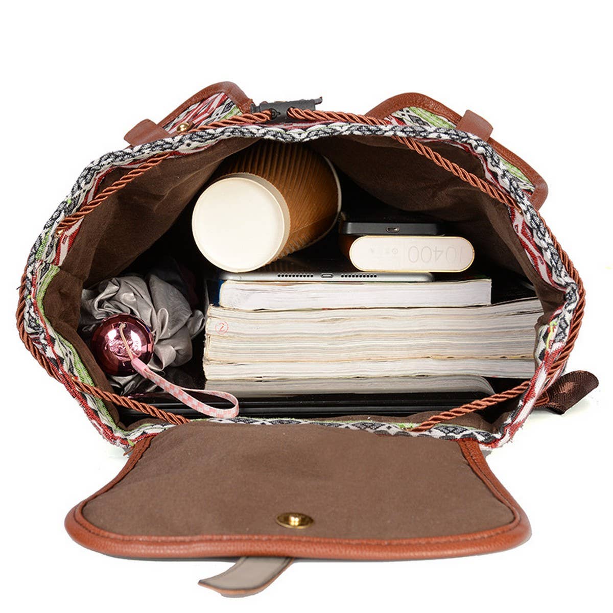 VINTAGE PATTERN BACK-TO-SCHOOL TRAVEL CANVAS BAG_CWAB2218