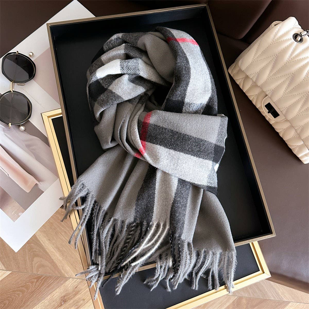 Classic Tartan Warm Scarf for Fall and Winter