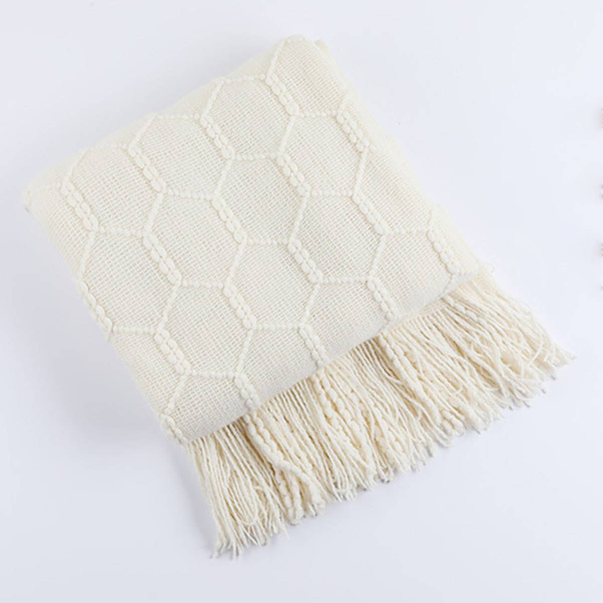 KNITTED SIMPLE THIN TASSEL SOFA BLANKET