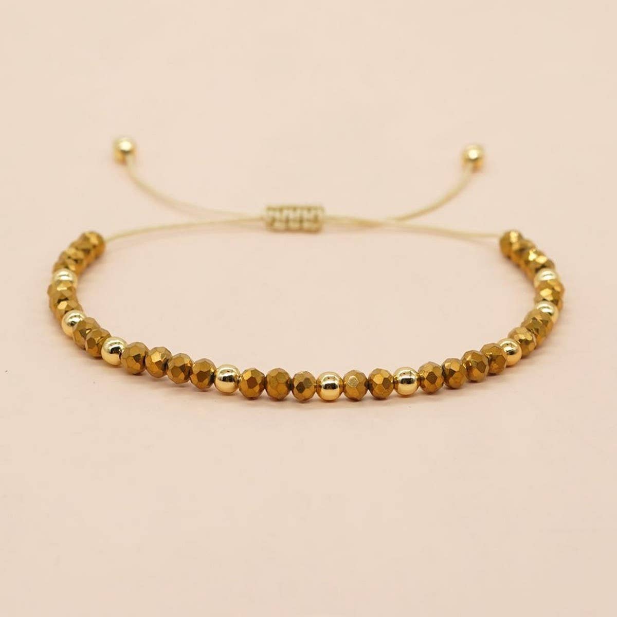 CRYSTAL GOLD BEADED HAND-WOVEN BRACELET