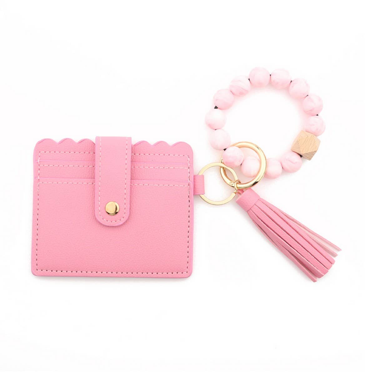 Leopard Print PU Wallet with Beaded Keychain_CWAB4931