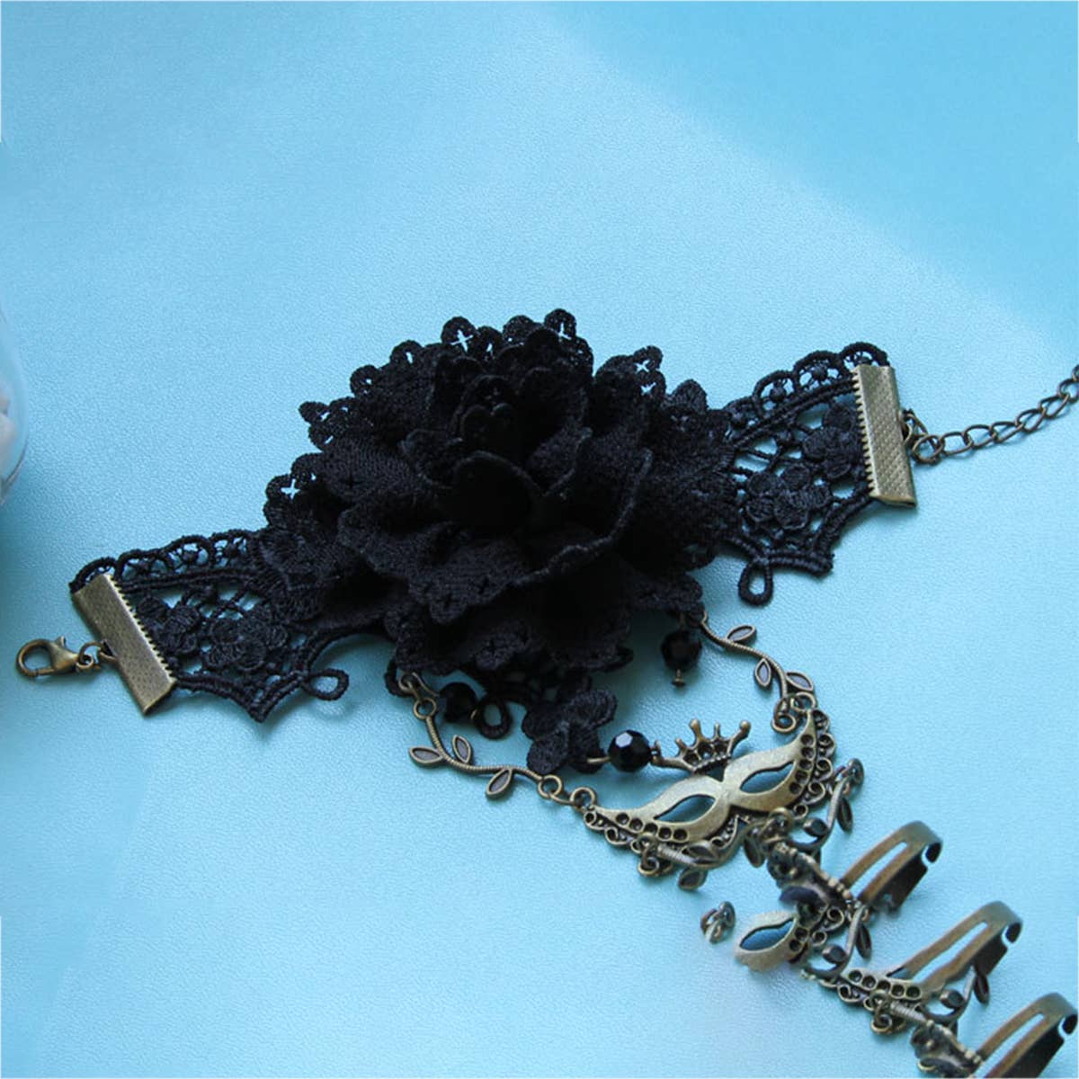 HALLOWEEN FLOWER CRYSTAL LACE BRACELET WITH RING