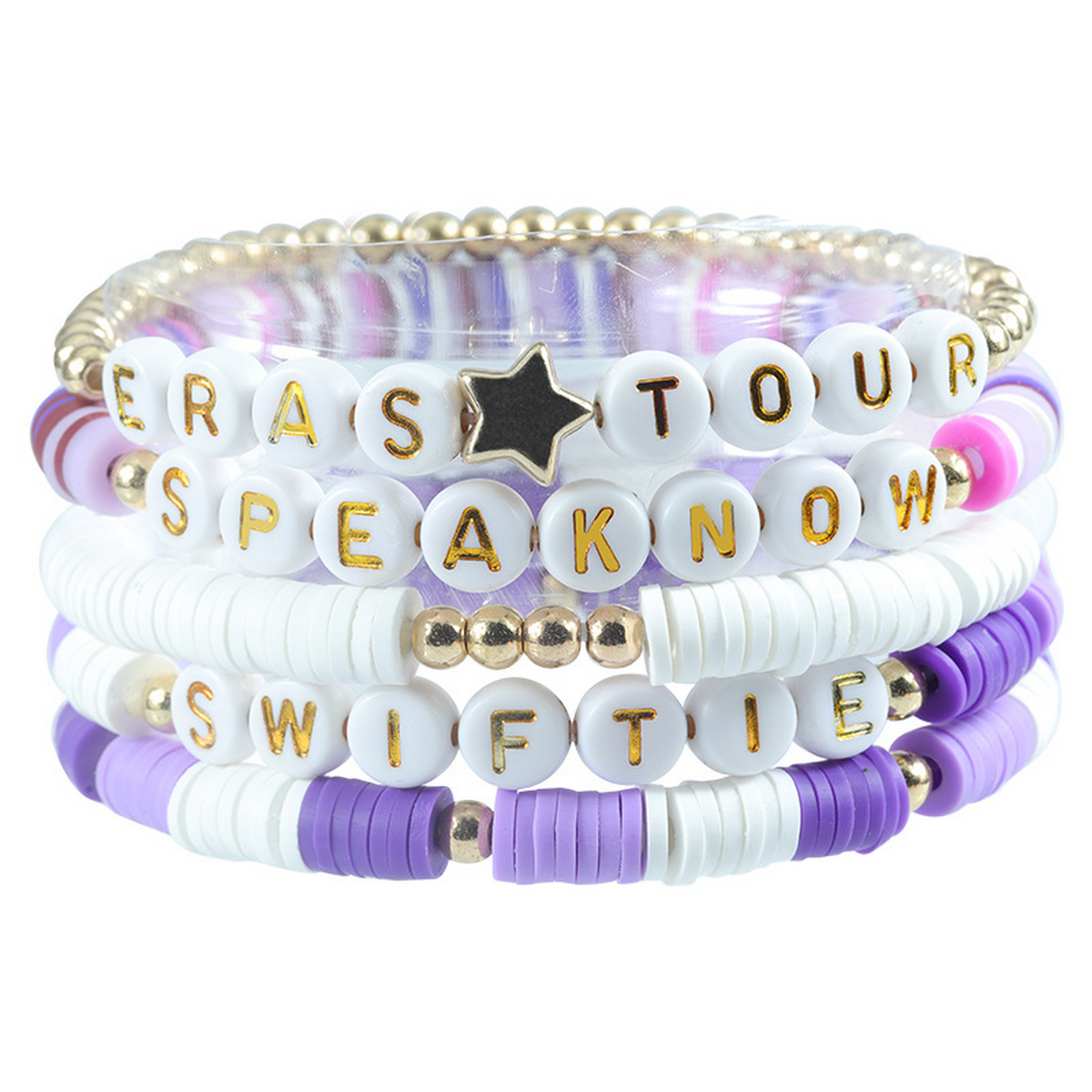 Multilayer Elastic Letter Bead Bracelets Set