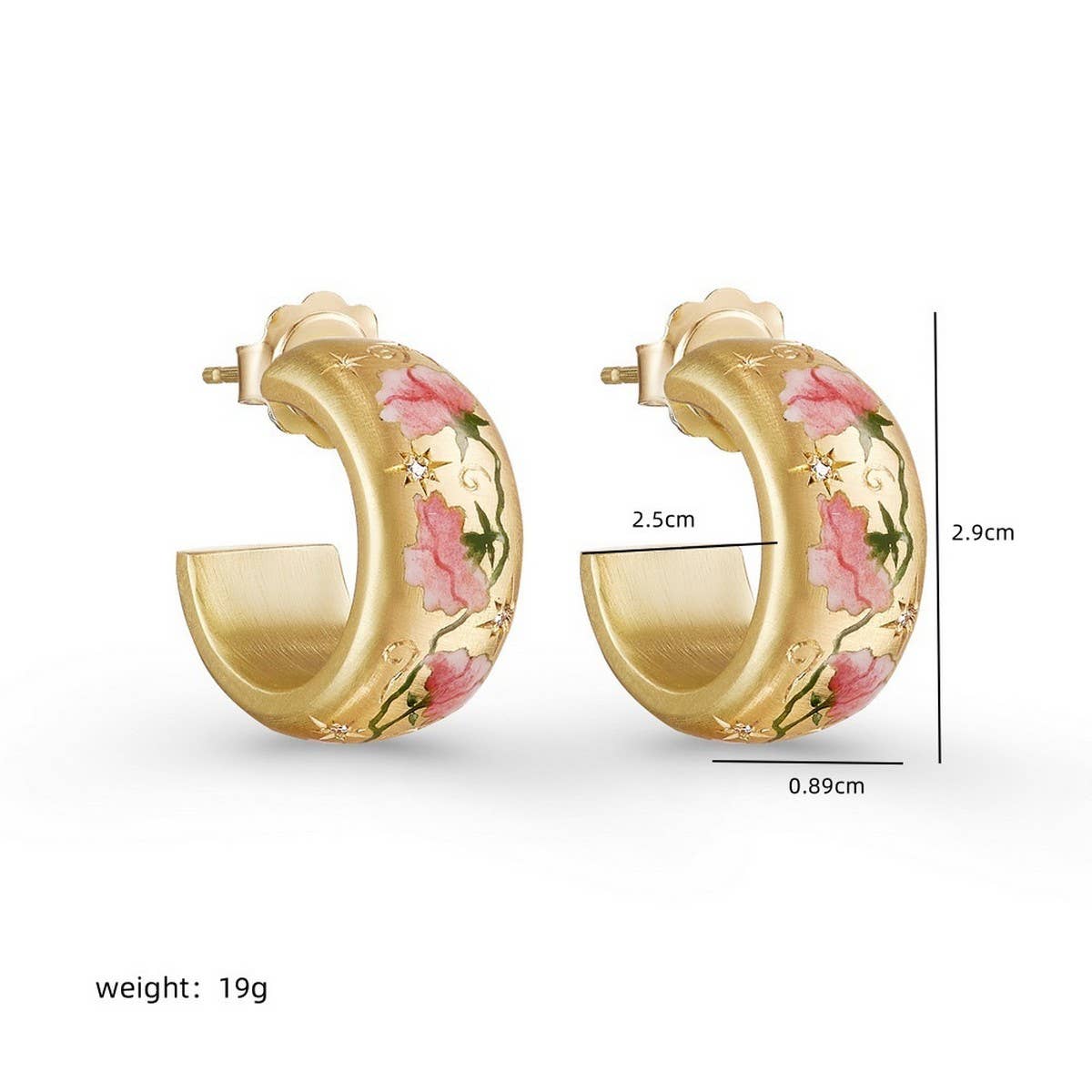 Stainless Steel Painted Flower Earrings_CWMM5726