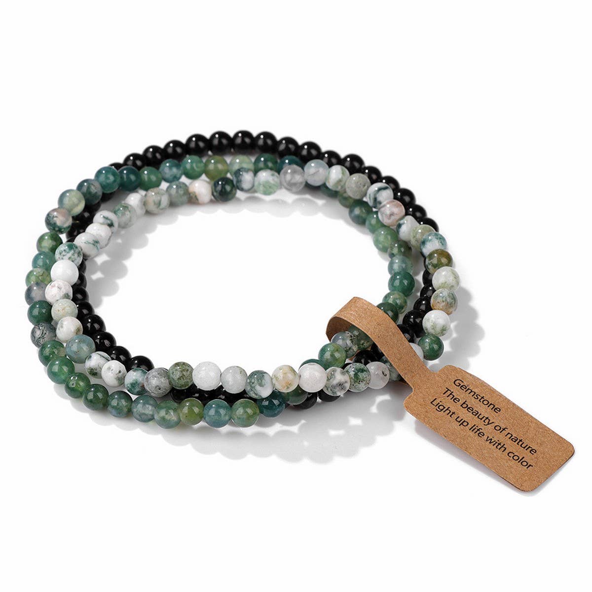 CWAJE4219_VINTAGE NATURAL STONE 4MM BEAD SET BRACELET