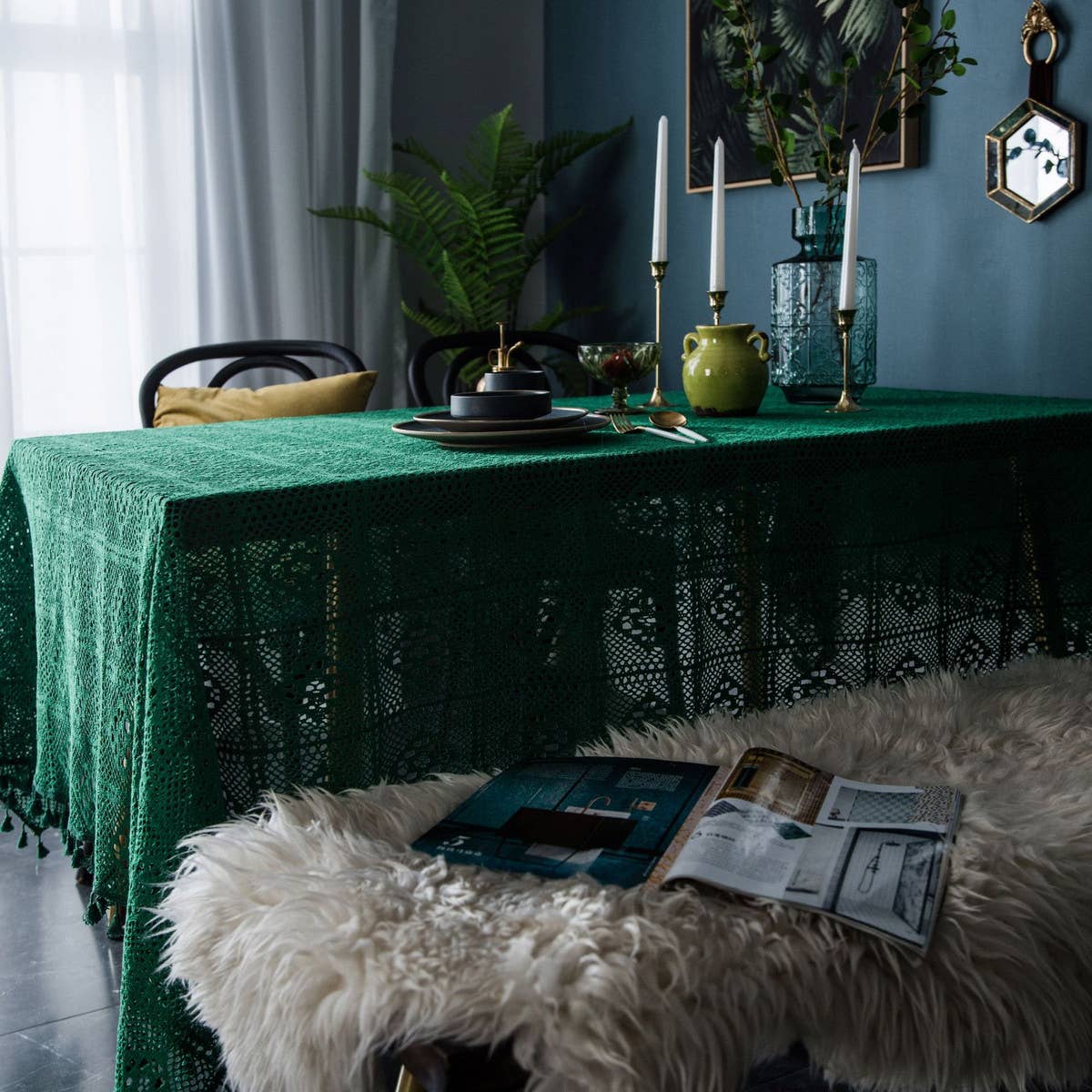VINTAGE CROCHET OPENWORK TABLECLOTH