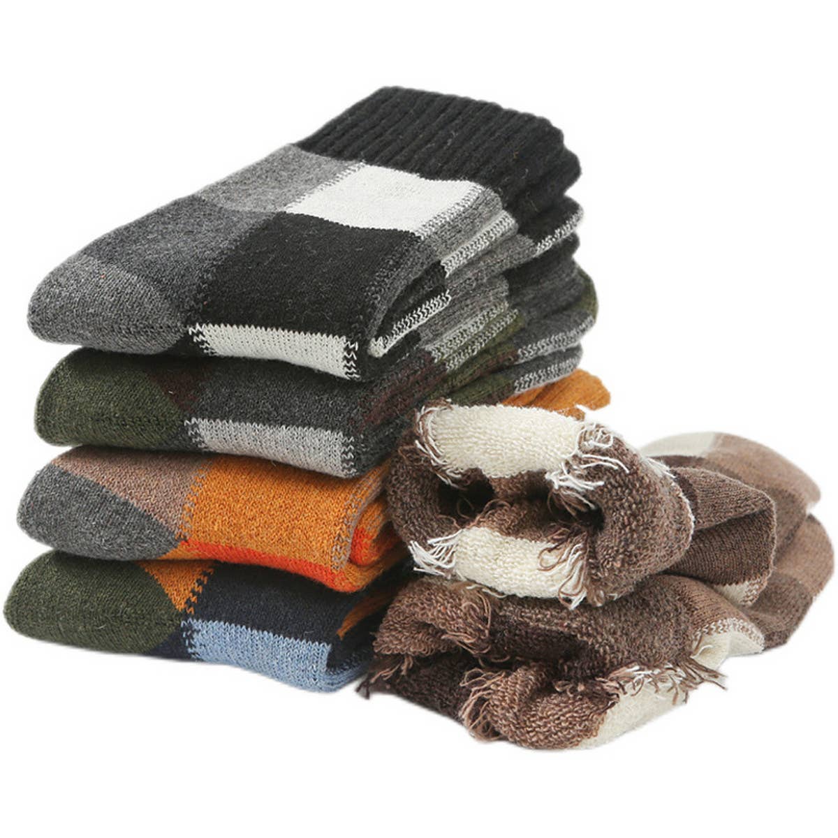 2024 NEW COLOR MATCHING PLAID 5 PAIRS OF SOCKS_CWMS0698