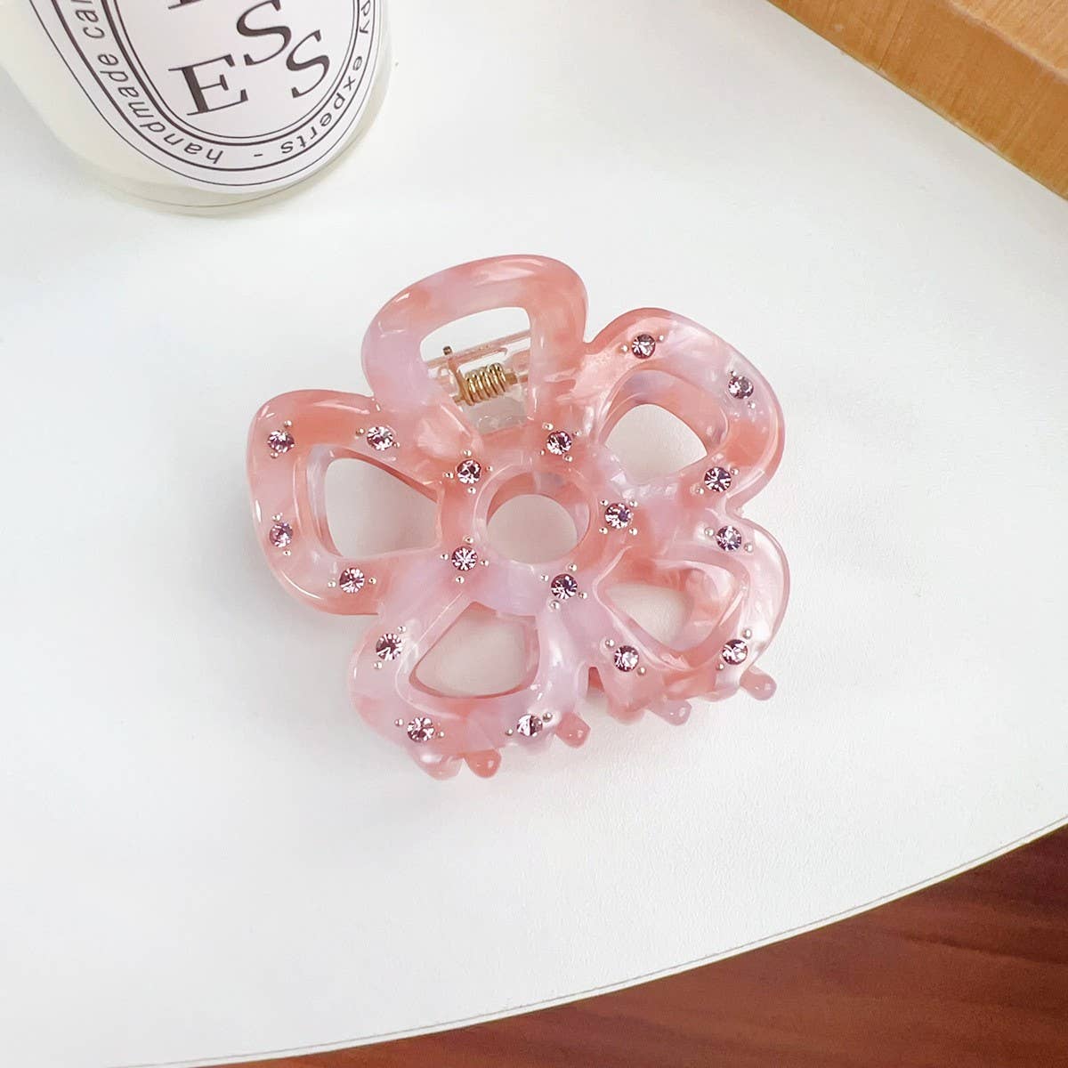 Hollow Flower Hair Claw, Rhinestone Chic Clip_CWAHA1590