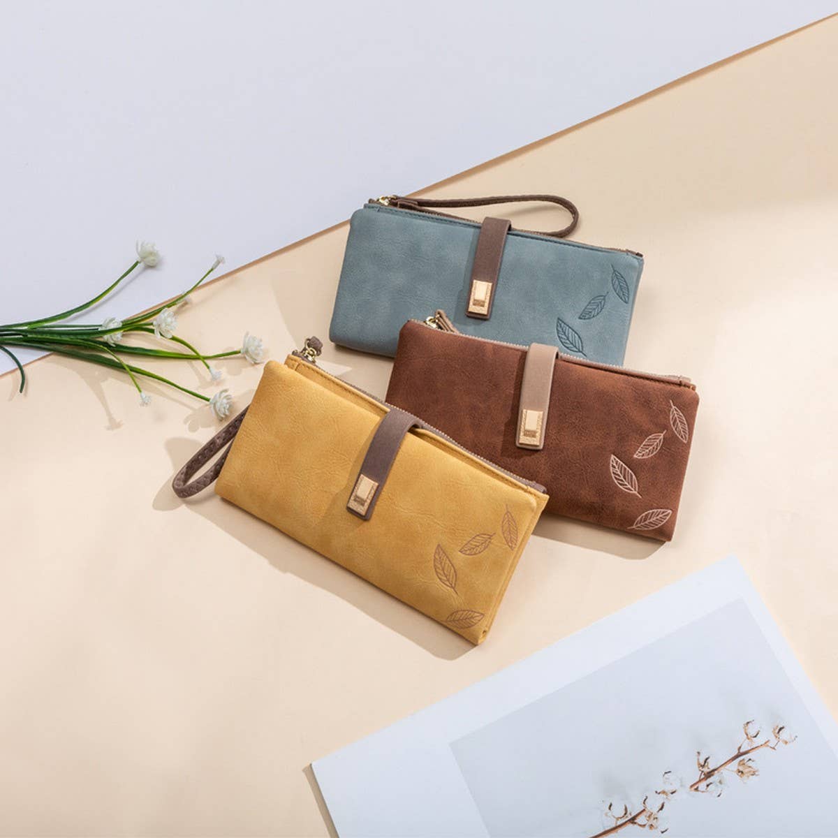WOMEN'S LONG VINTAGE MATTE ZIP CLUTCH_CWAB2330
