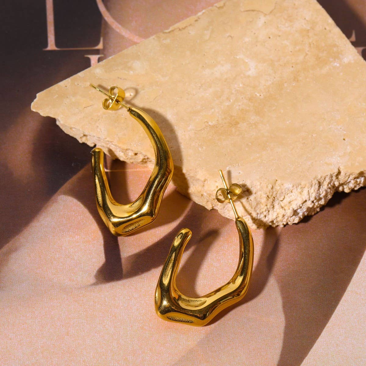Trendy Bamboo Twist Circle Hoop Earrings