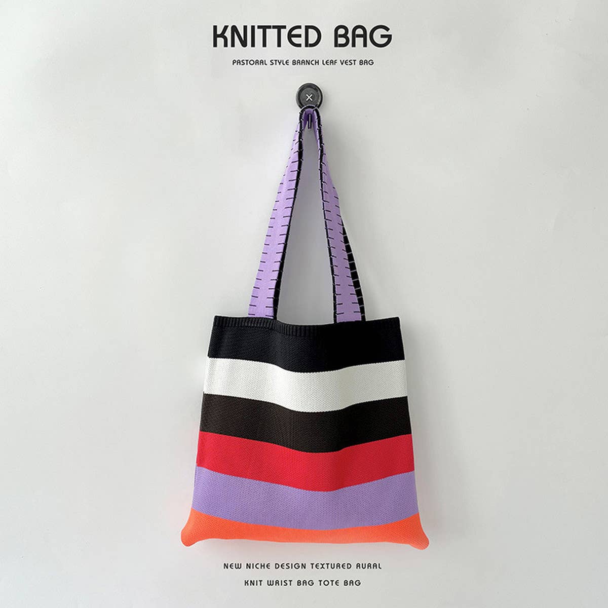 WOMEN FASHION STRIPED KNITTED SHOULDER HANDBAG_CWAB1516