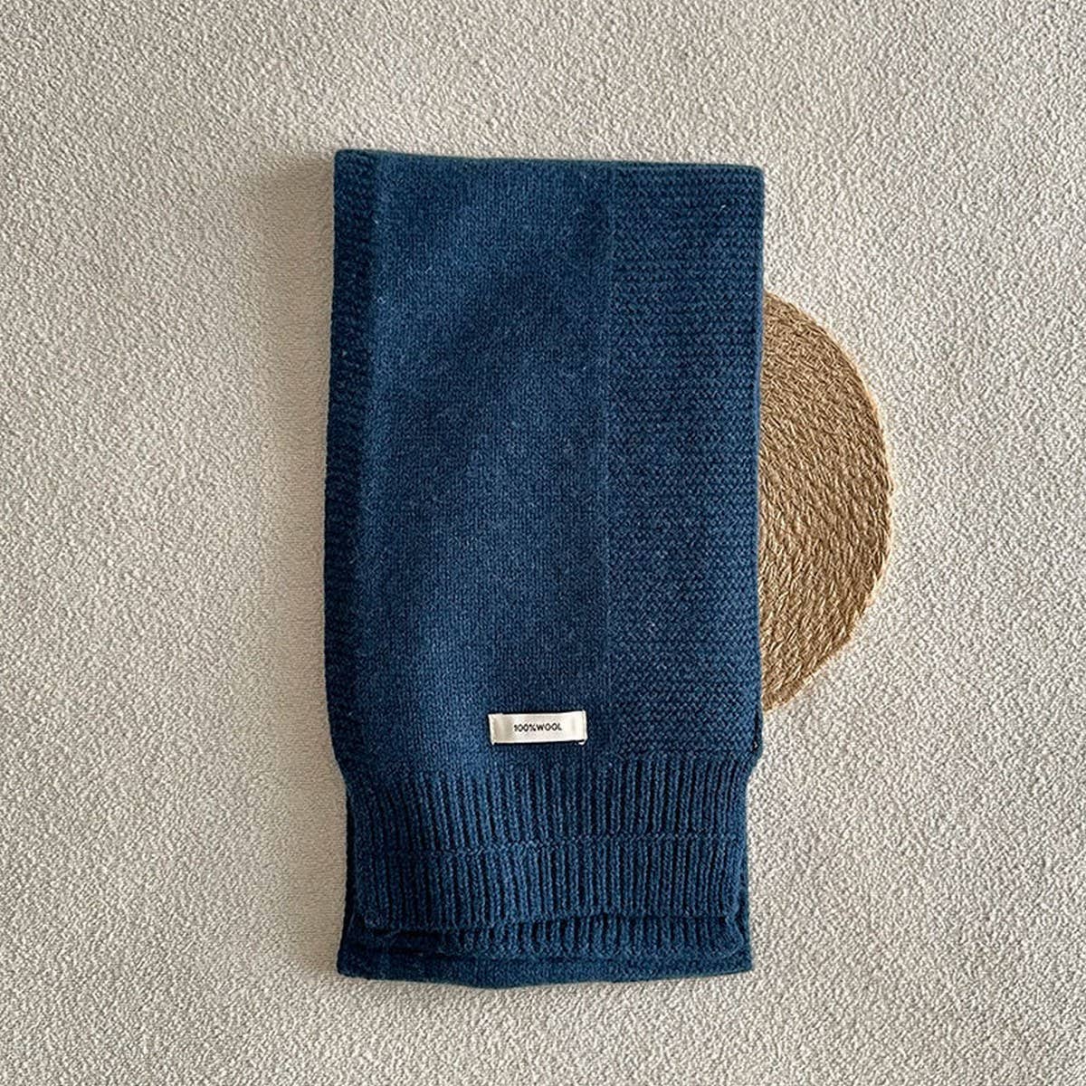 100% Wool Solid Striped Knit Scarf Unisex_CWASC2333