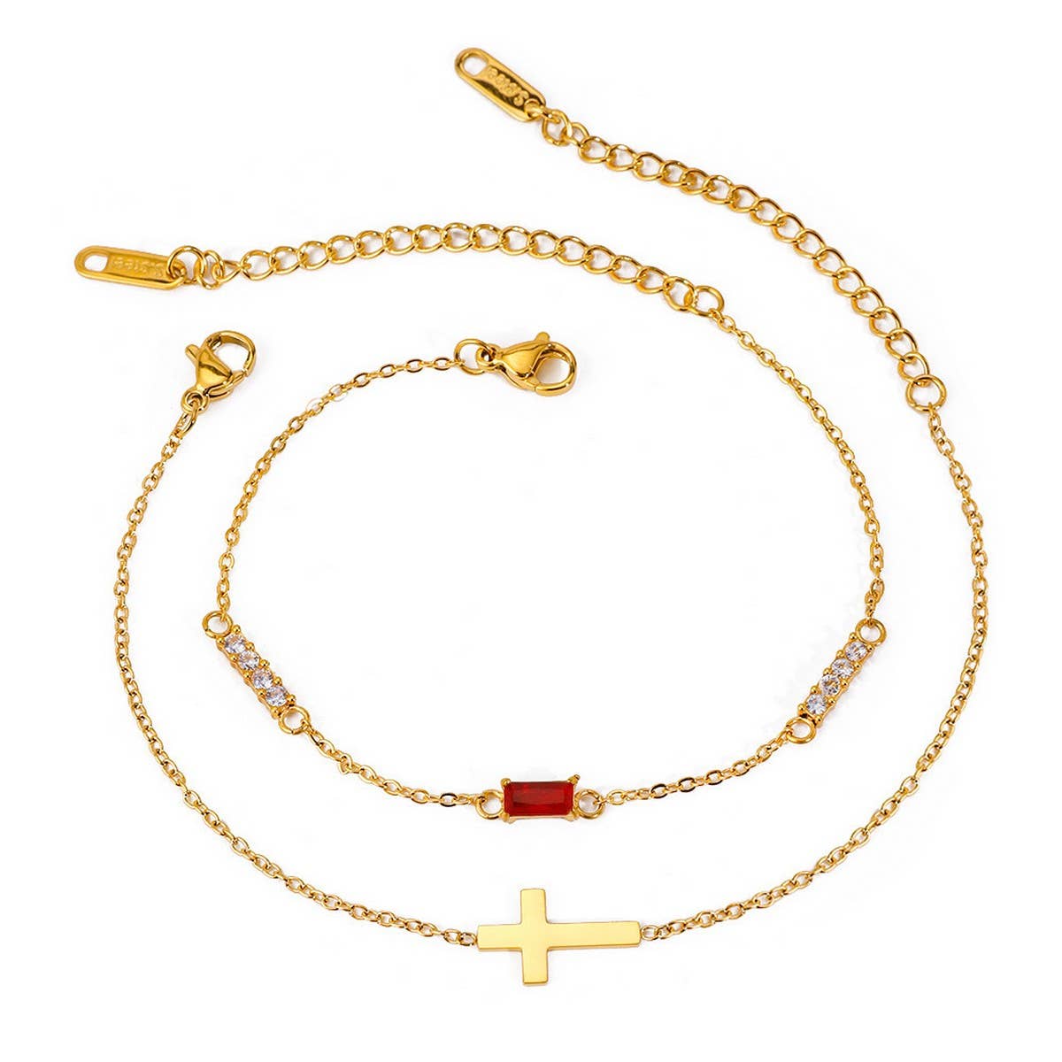 Titanium Double Layer Zodiac & Cross Bracelet