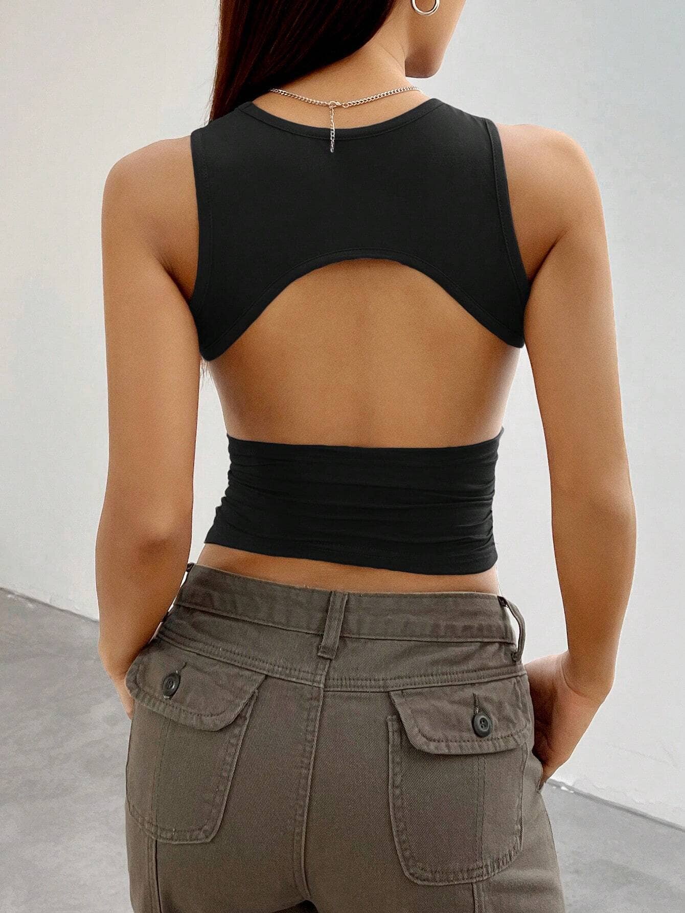 Y2K Slim back hollowed-out short vest