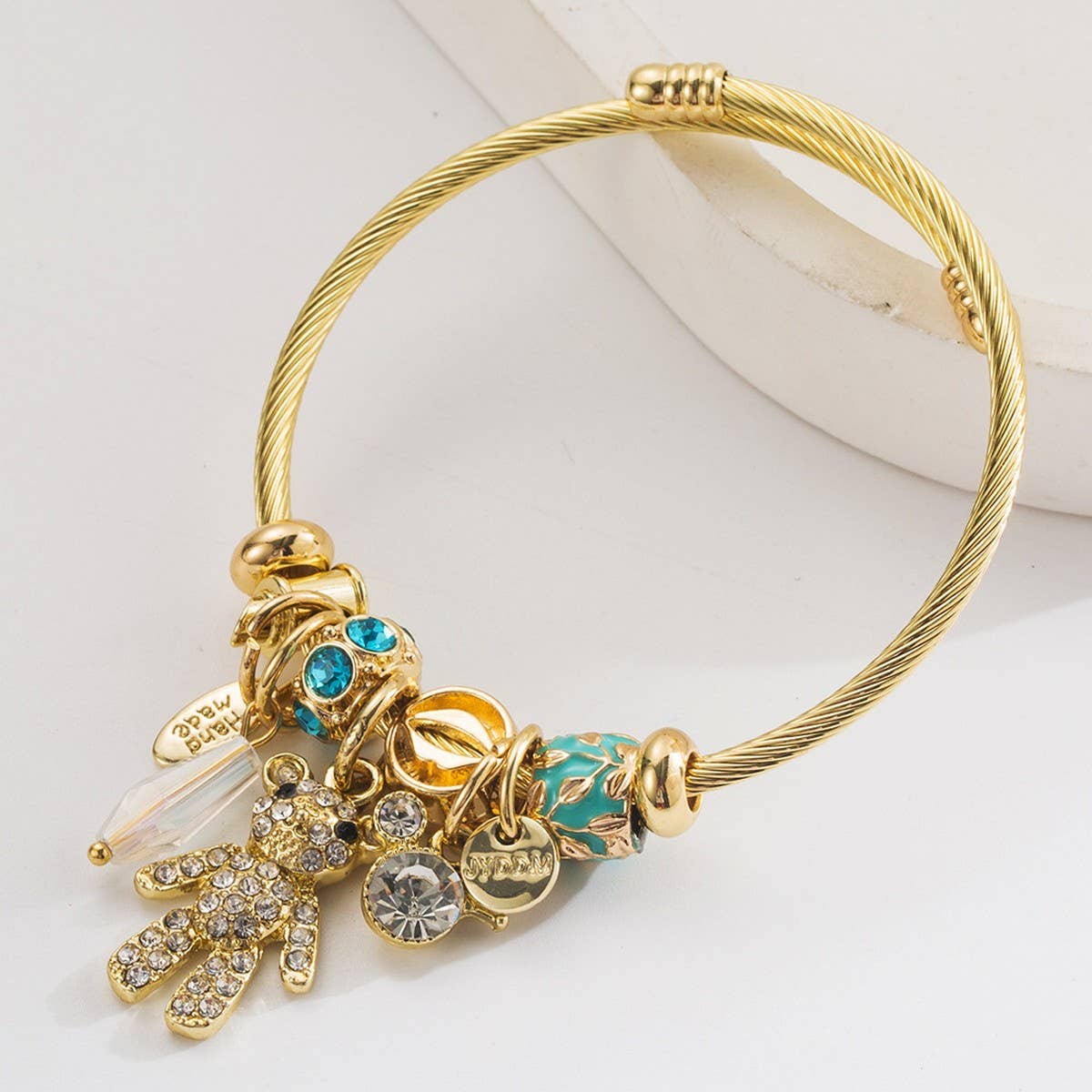 Trendy Gold Open Bear Letter Steel Bracelet