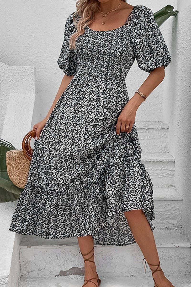 FLORAL VINTAGE ELEGANT DRESS_CWDSD2683