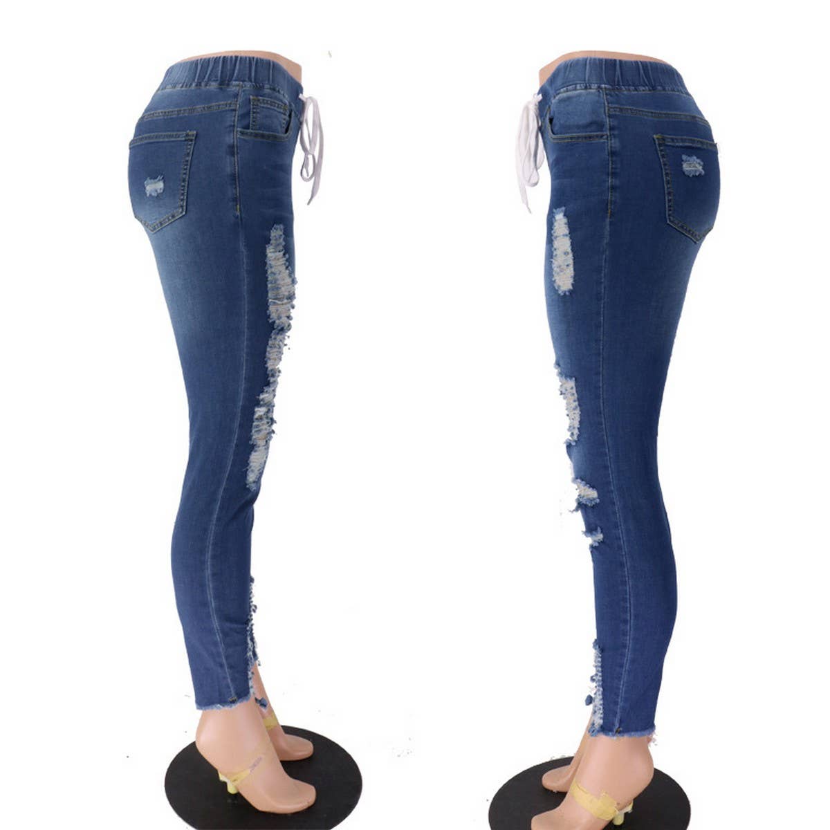 WOMENS ELASTIC HOLE SLIM FIT JEANS_CWJP0169
