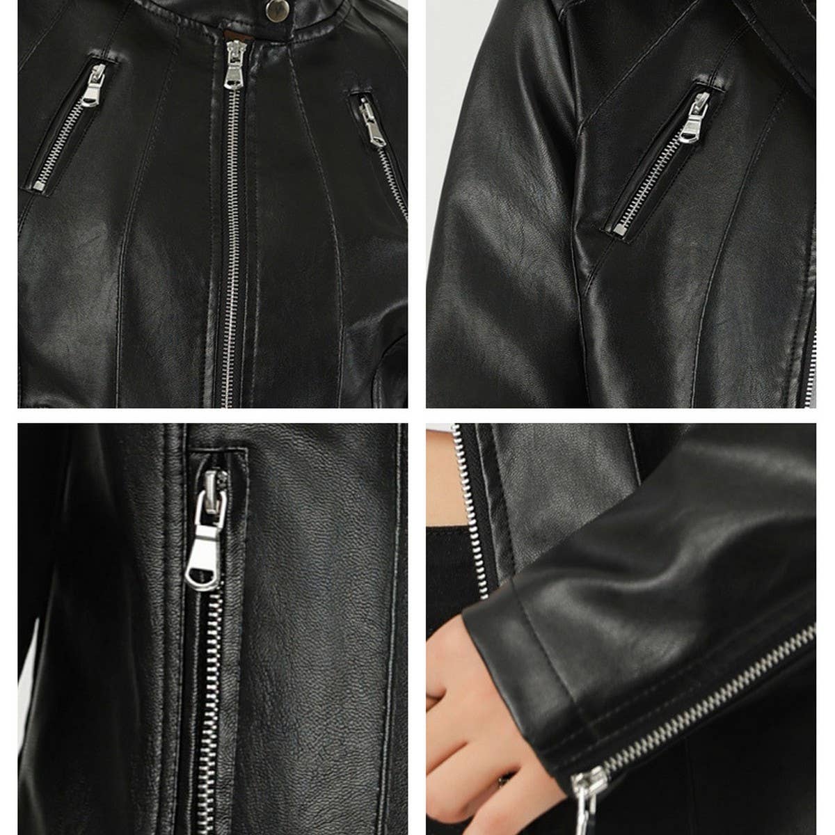 Slim Fit PU Leather Jacket??œFall Fashion for Women_CWMM9008