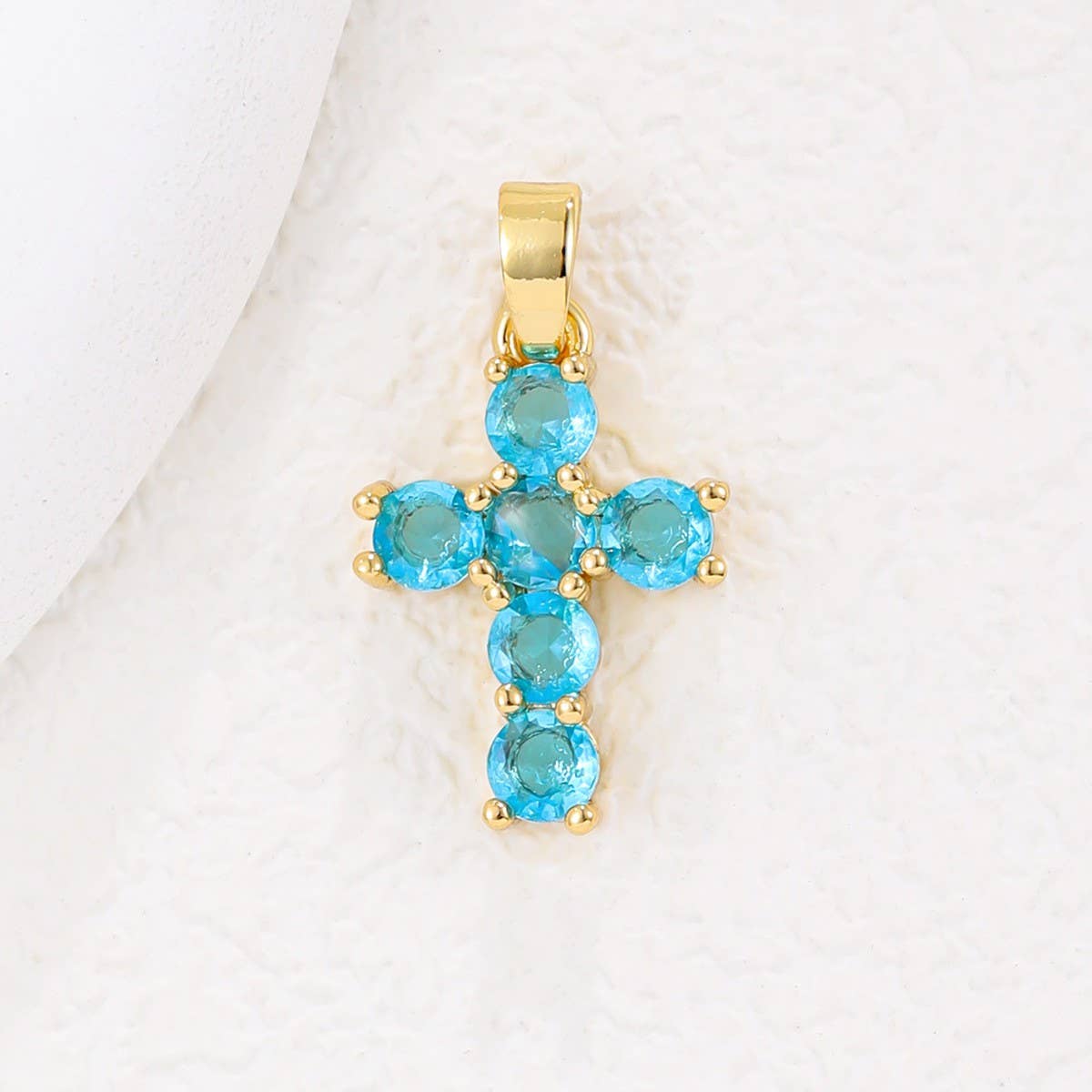 Colorful Zircon December Cross Pendant Necklace