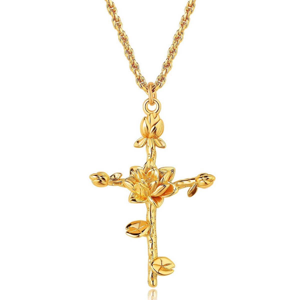 NEW CREATIVE DECEMBER CROSS FLOWER NECKLACE