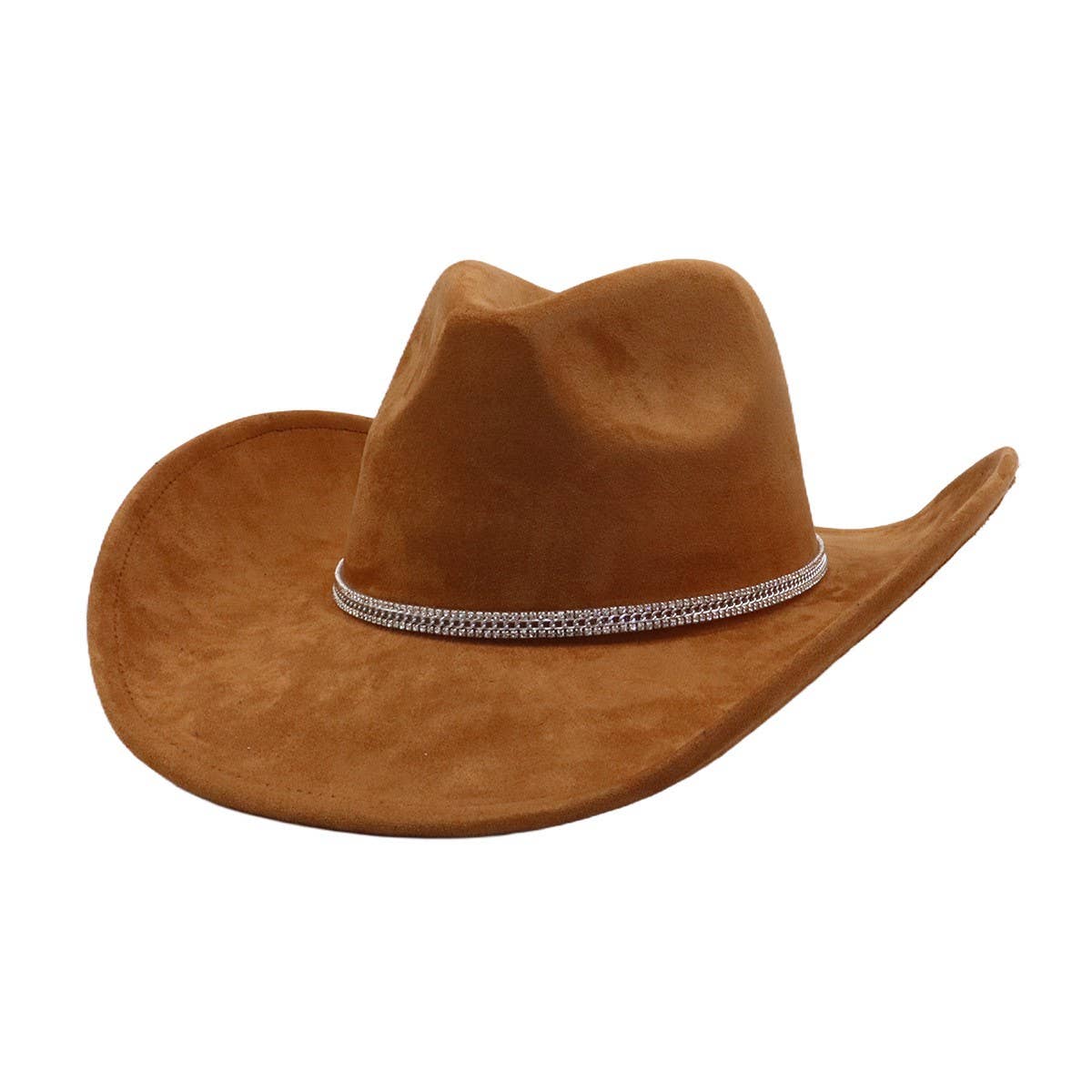 Suede Denim Cowboy Fedora Hat Western Ethnic Style_CWAH04394