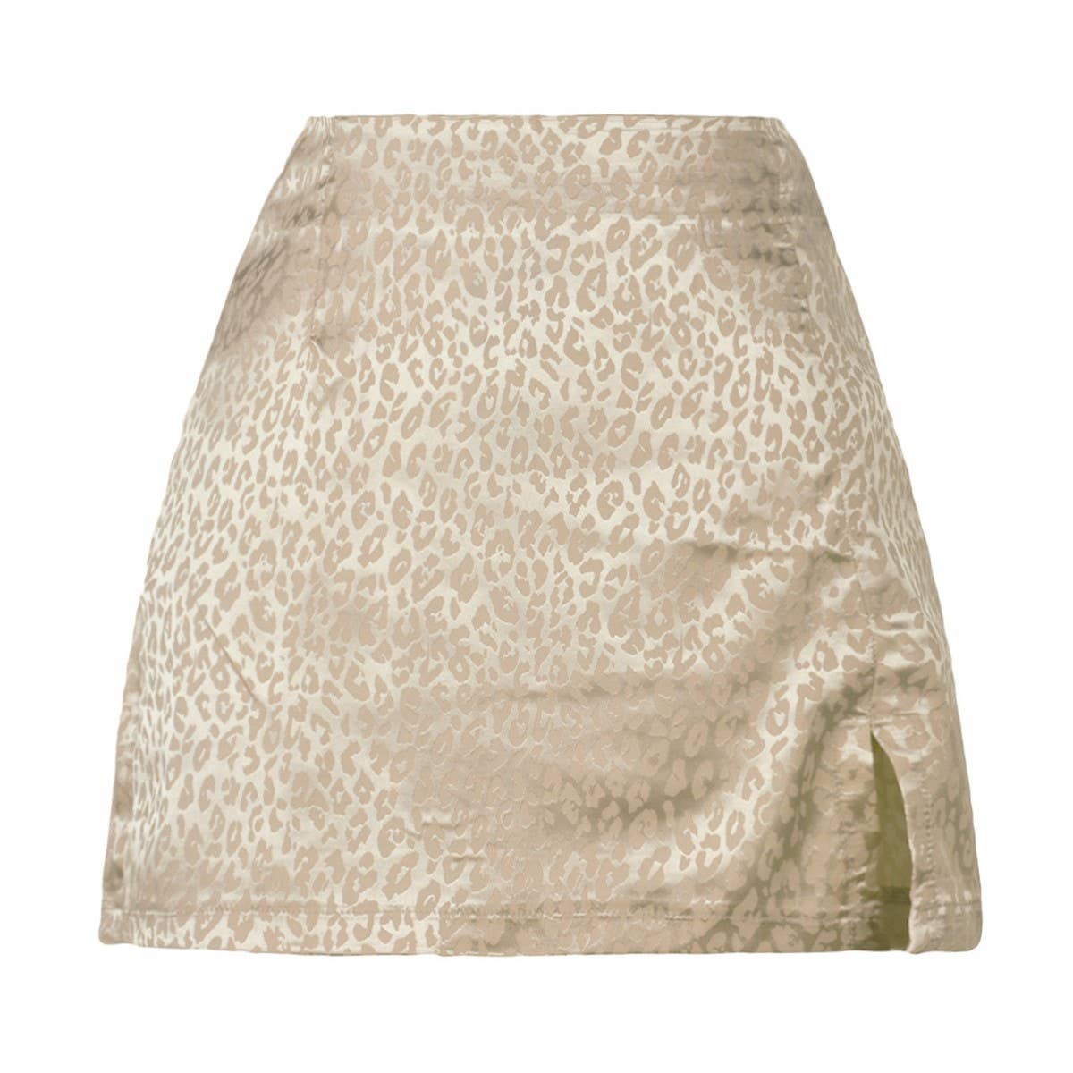 SLIT SHORT SKIRT JACQUARD SATIN ZIPPER SKIRT_CWBSS0407