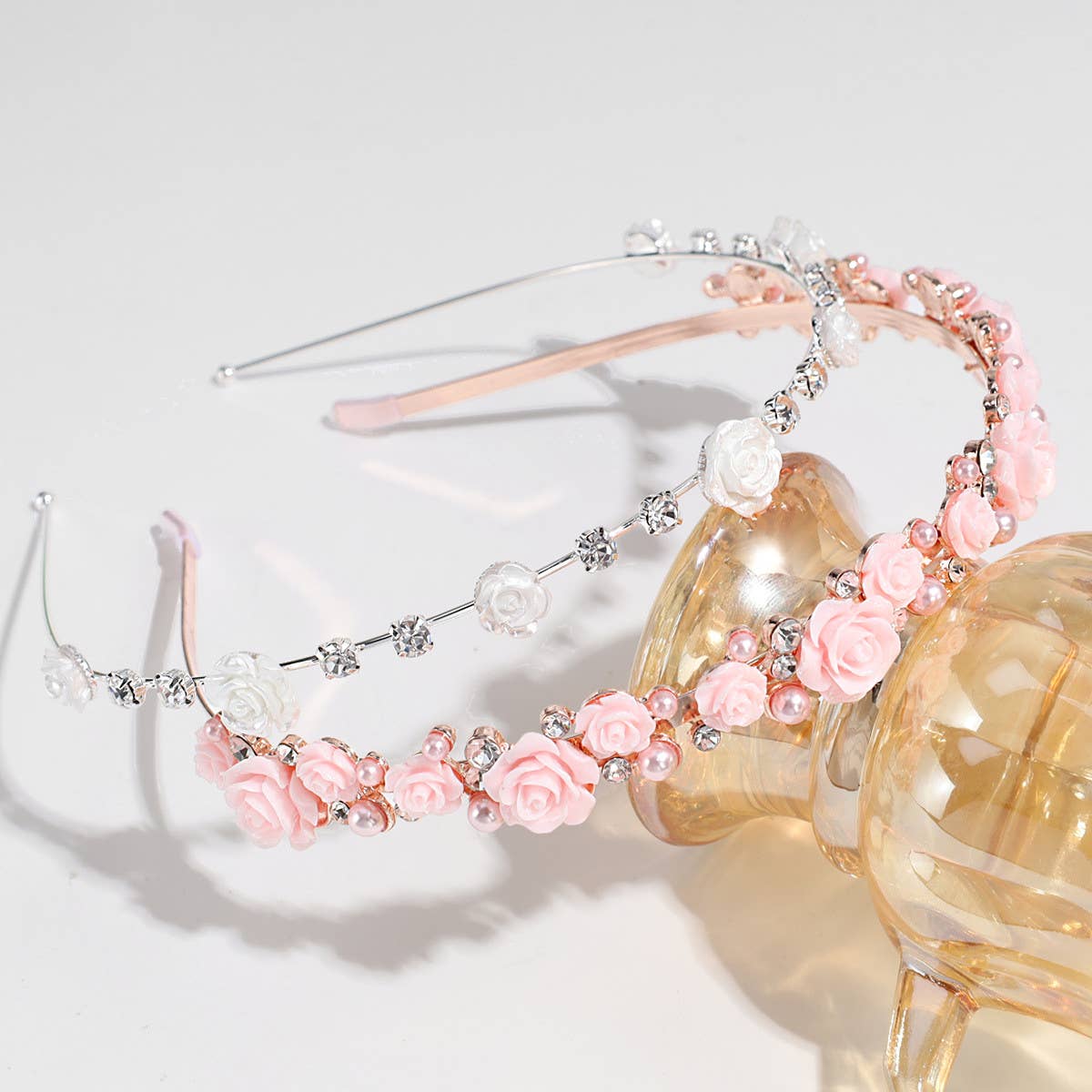 IMITATION PEARL RHINESTONE ROSE HEADBAND