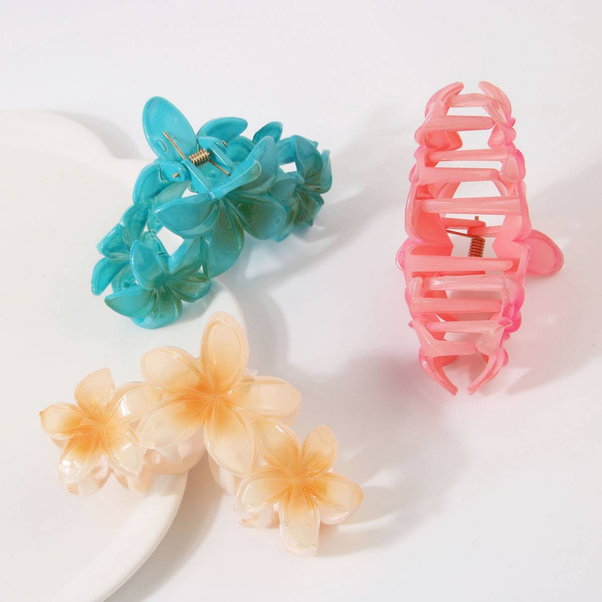 Plumeria Flower Large Hair Claw,Elegant Updo Clip_CWAHA1064