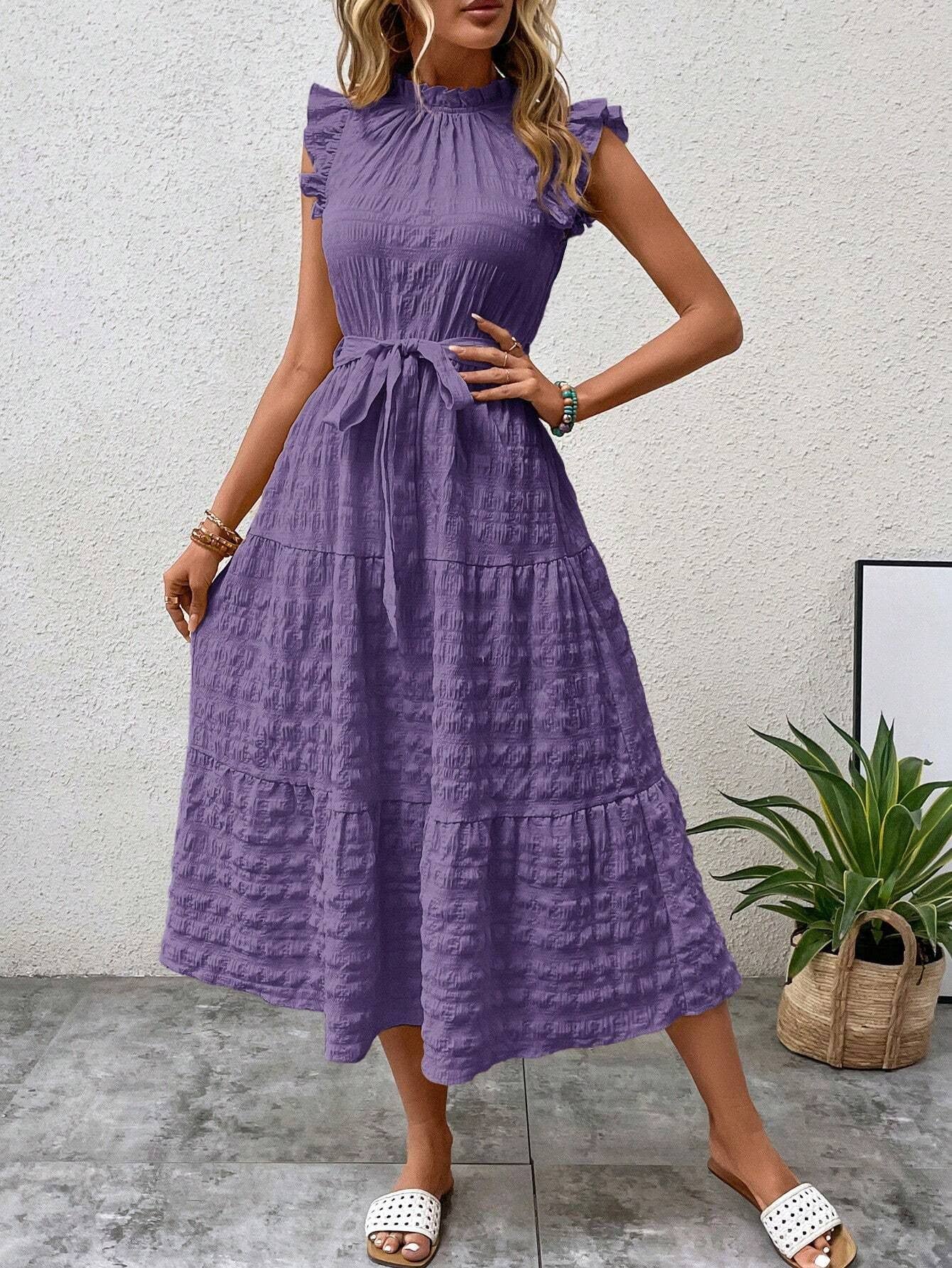Wooden ear edge texture dress