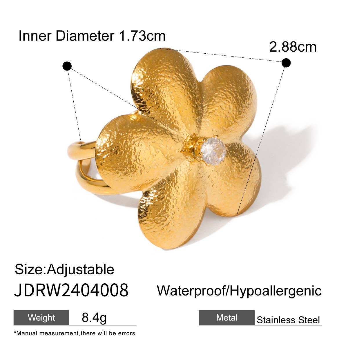 FASHION PERSONALIZED FLOWER EARRINGS AND RING SET_CWAJE1886