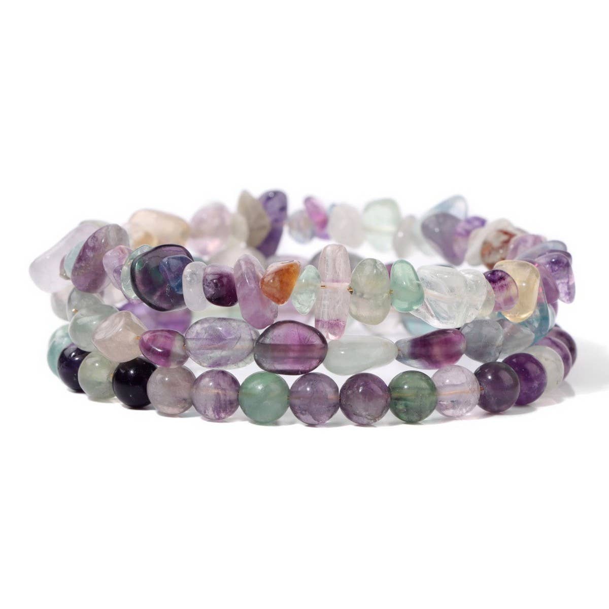 CWAJE4300_CANDY COLORED GRAVEL FASHION LAYERED BRACELET