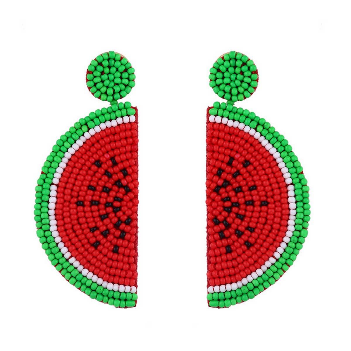 RICE BEAD WOVEN WATERMELON EARRINGS FRUIT EARRINGS