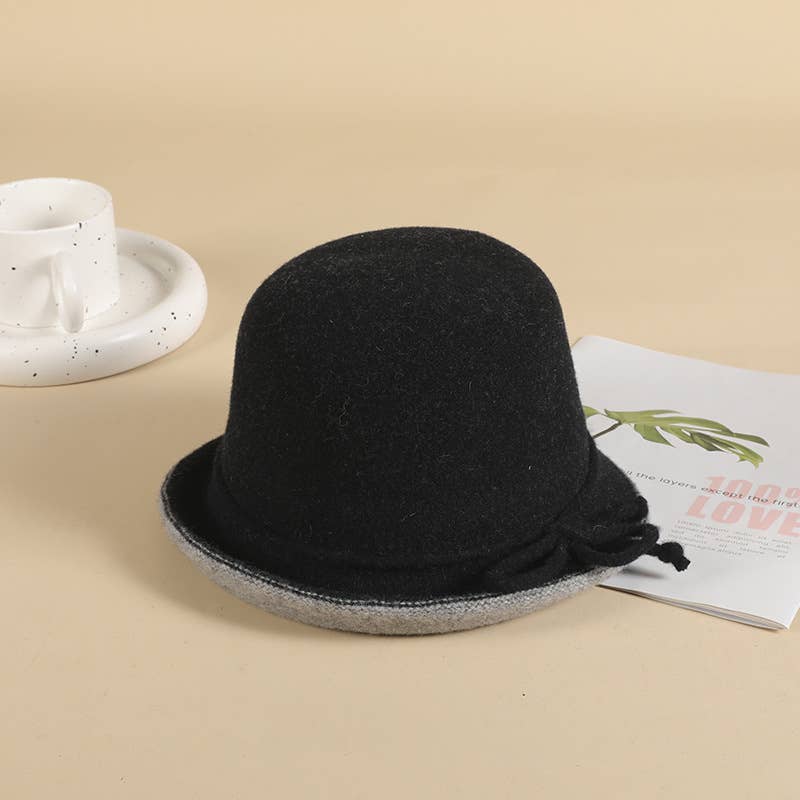WOMEN FASHION WARM CURLING FELT HAT BUCKET HAT_CWAH0605