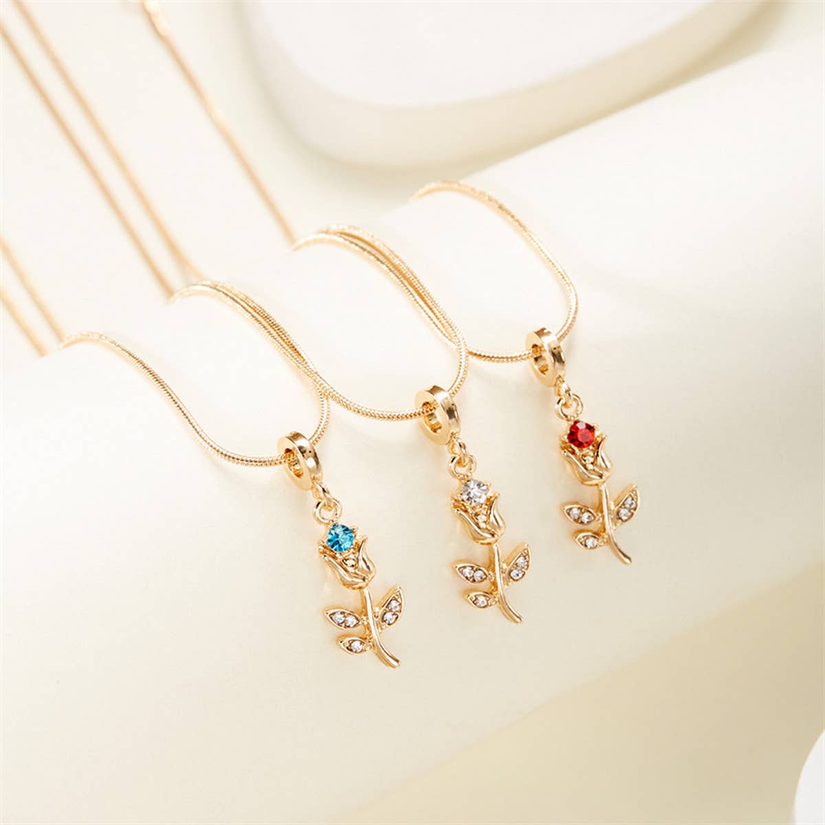 TULIP DIAMOND 3D FLOWER NECKLACE