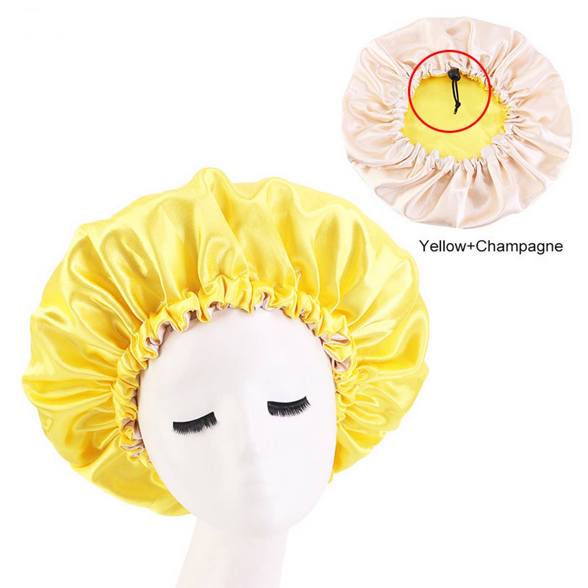 TRENDY DOUBLE LAYER SATIN NIGHTCAP_CWAH1481