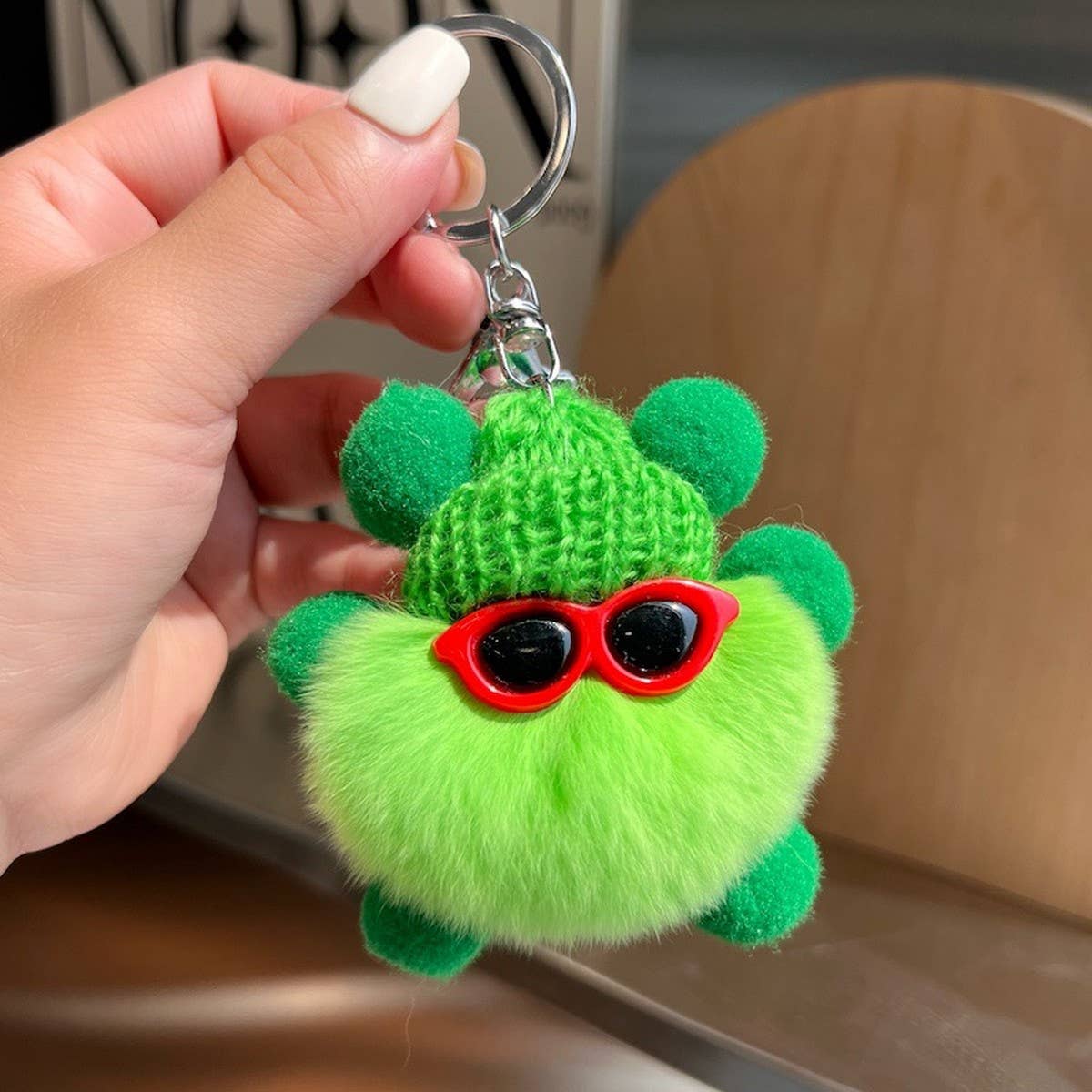 CUTE RABBIT FUR BRIQUETTES CAR KEYCHAIN PENDANT