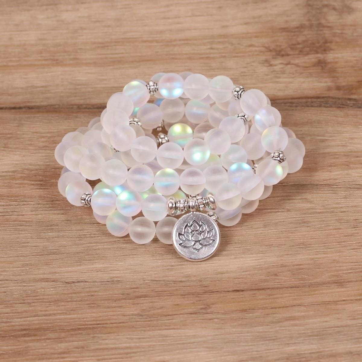 108 WHITE BLUE GLITTER BEADED BRACELET WITH CHARM_CWAJE3933