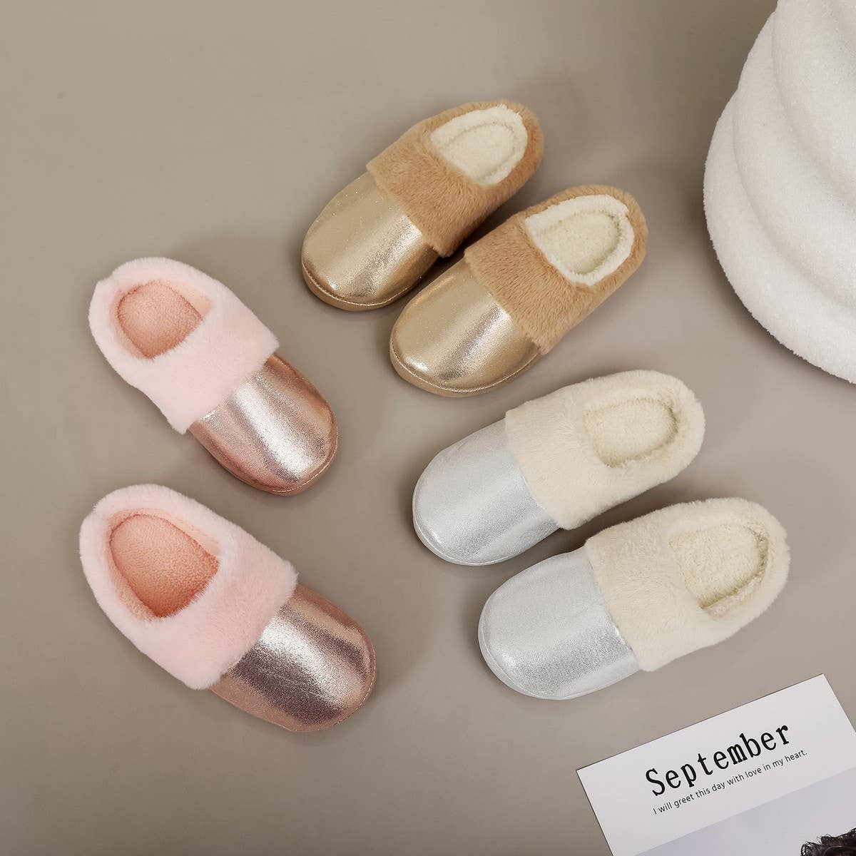 Faux Fur Winter Slippers Warm Indoor Shoes_CWSHF00223