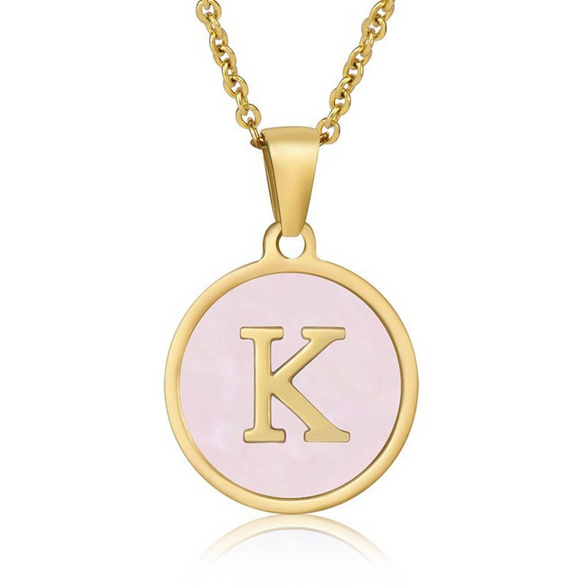 ROUND 18K GOLD STAINLESS STEEL 26LETTERS NECKLACE