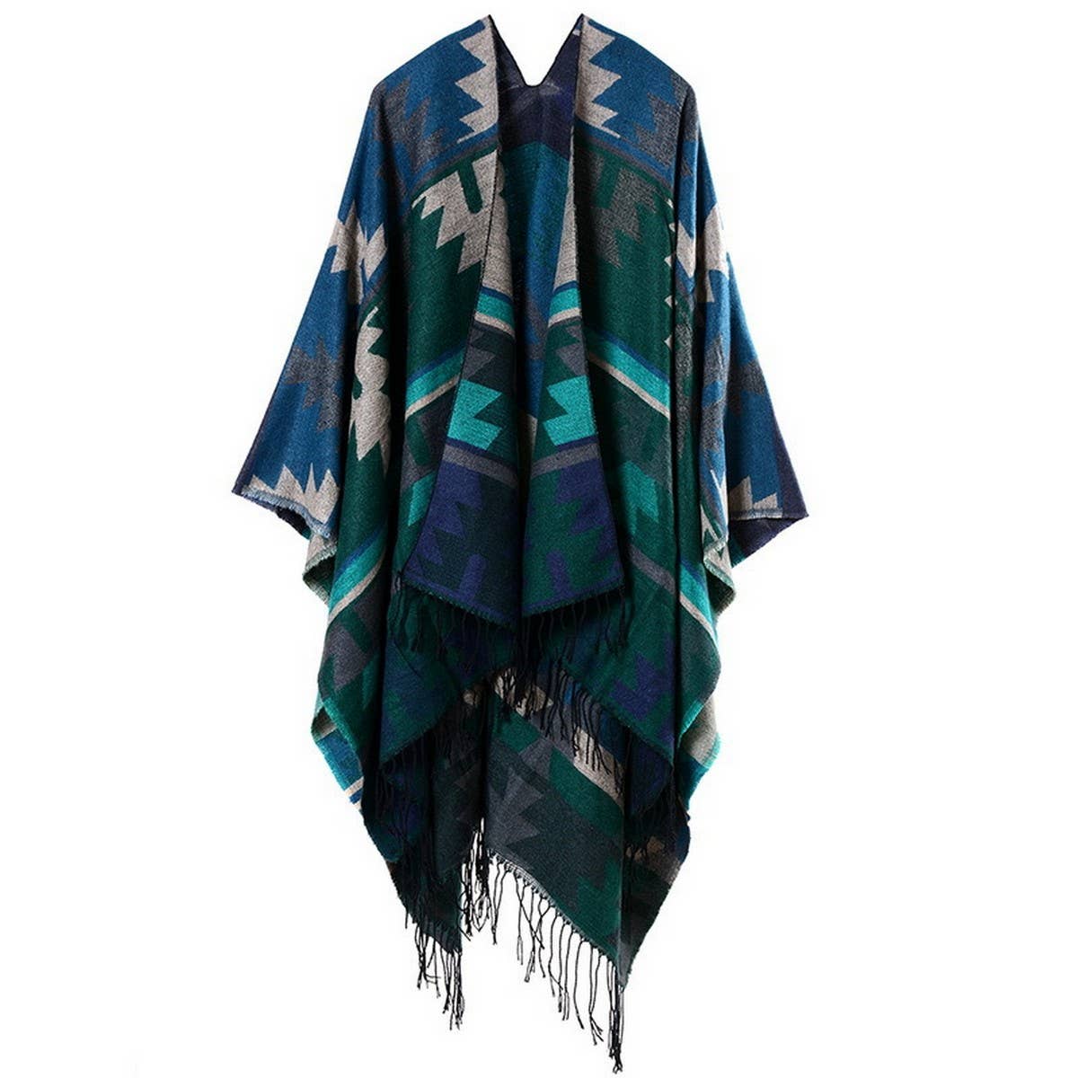 FAUX CASHMERE SLIT SHAWL SCARF CAPE COAT CLOAK