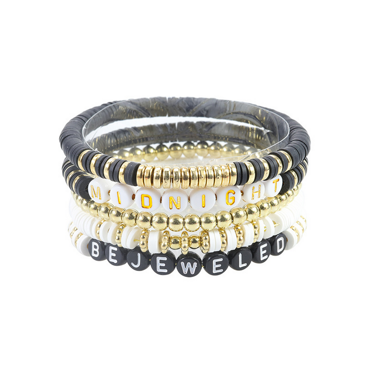 Multilayer Elastic Letter Bead Bracelets Set