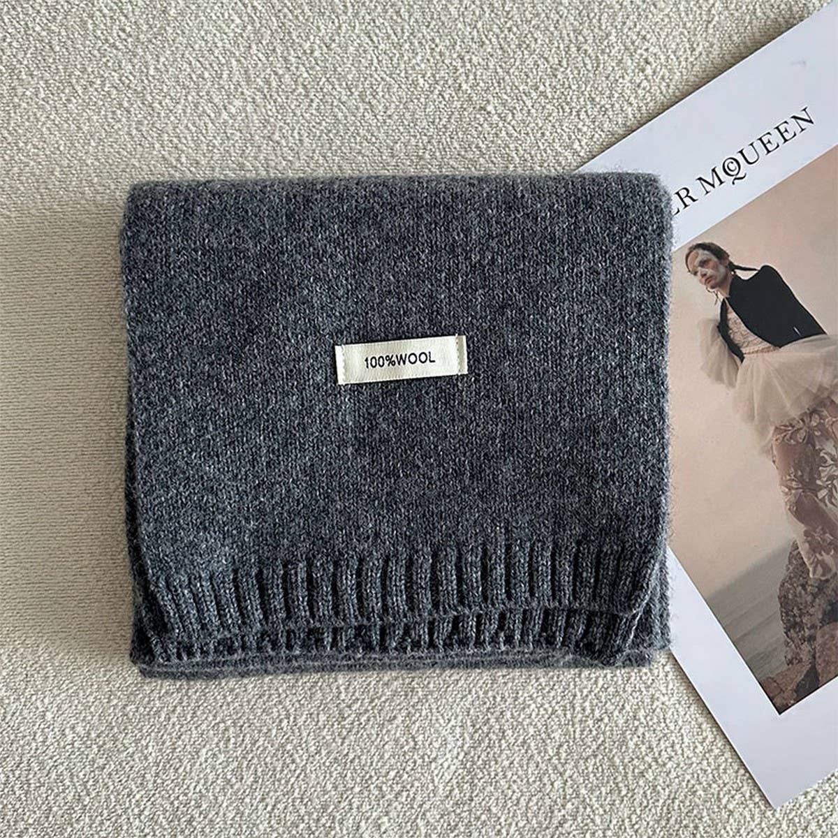 100% Wool Aurora Blue Knit Scarf - Soft & Warm_CWASC2285