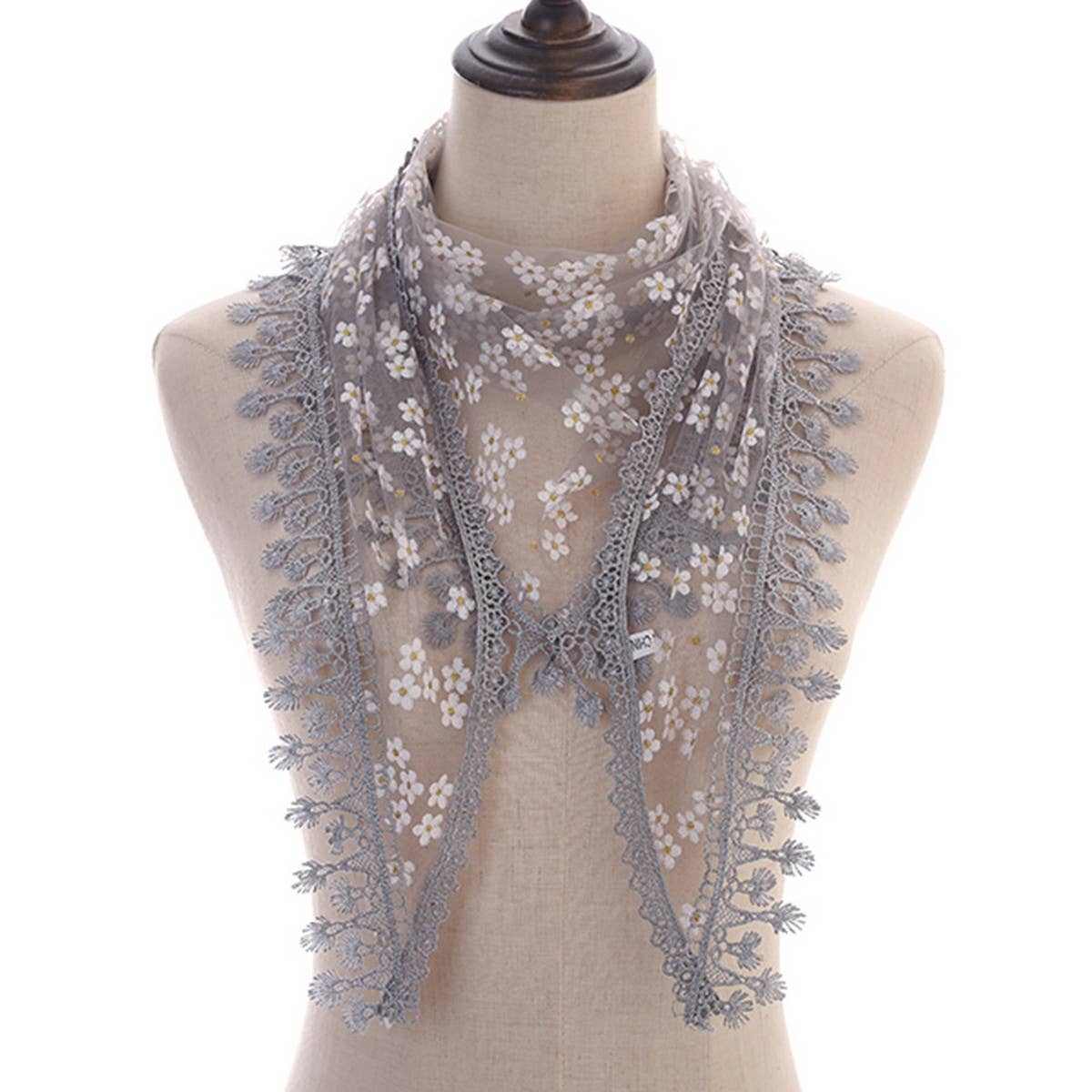 SOLID COLOR TASSEL FLOWER TRIANGLE LACE VEIL_CWMM1987