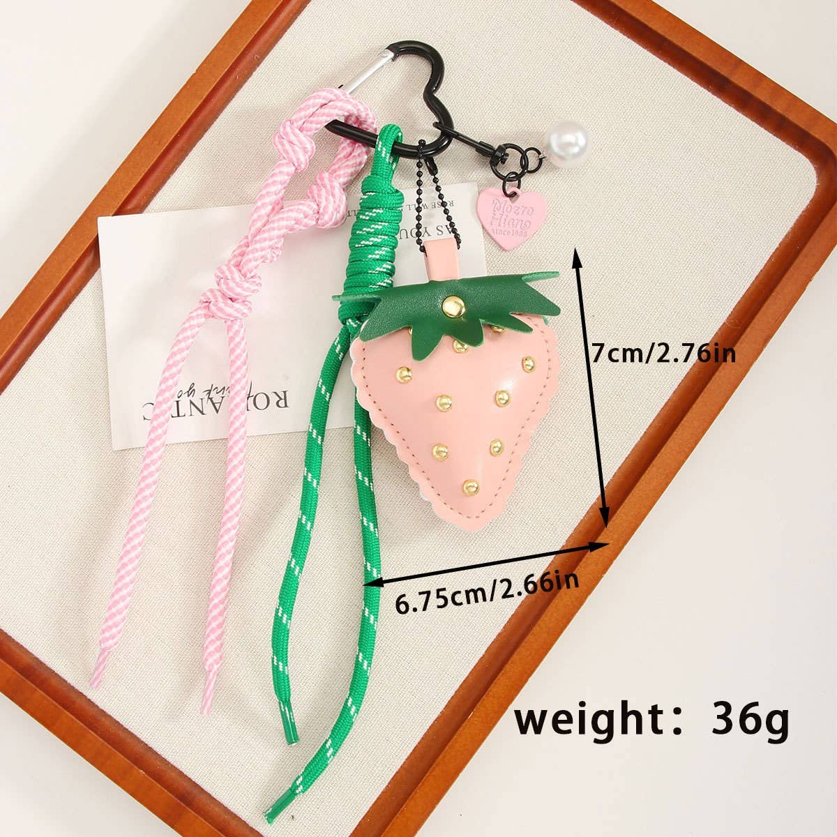 Strawberry Keychain ??Leather Heart Bag Pendant_CWMM7569