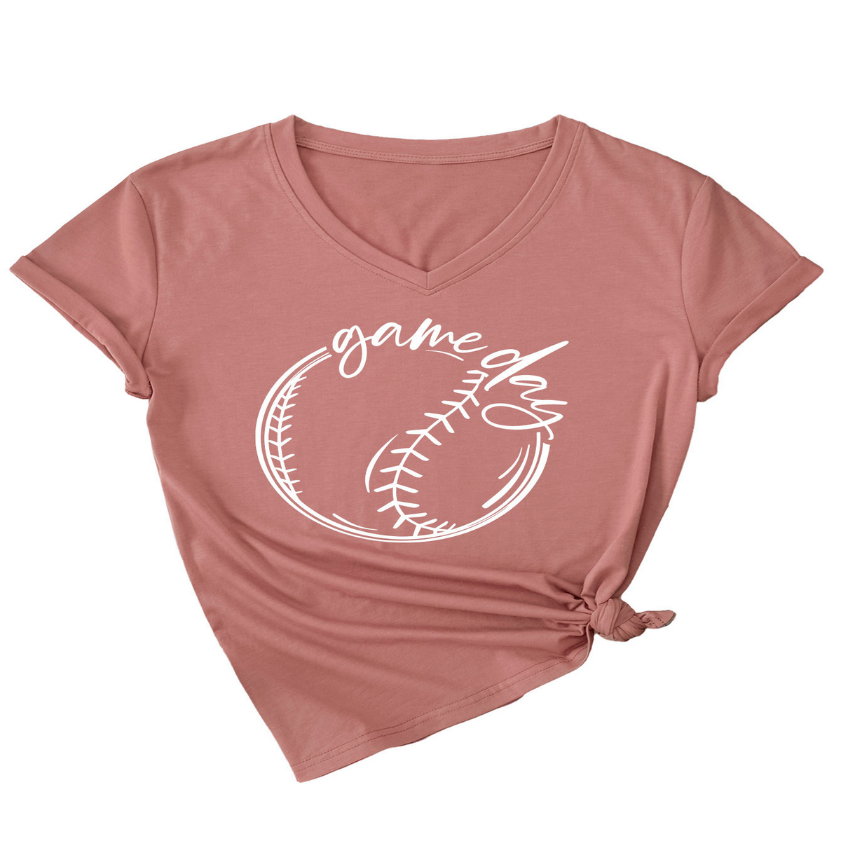 Casual Women?™s Tee ??Game Day V-Neck Design_CWTTS1535