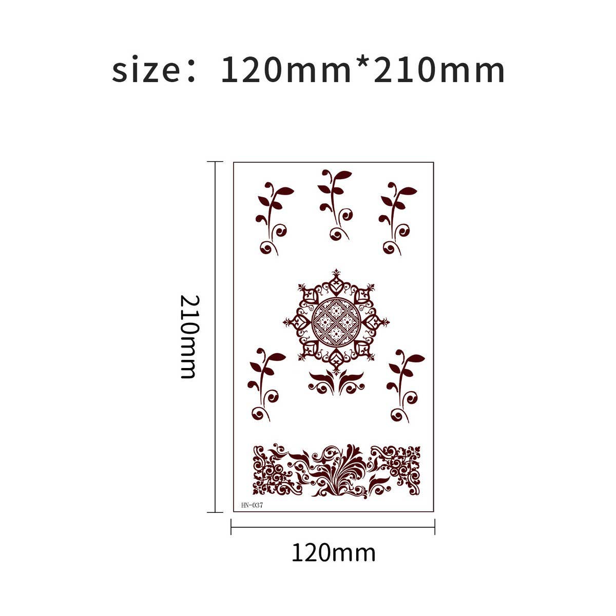 Realistic Brown Henna Tattoo Stickers Waterproof_CWMM8347