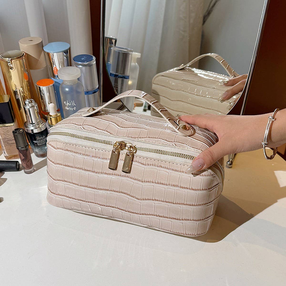 NEW HIGH-END CROCODILE LEATHER COSMETIC BAG_CWAB4405