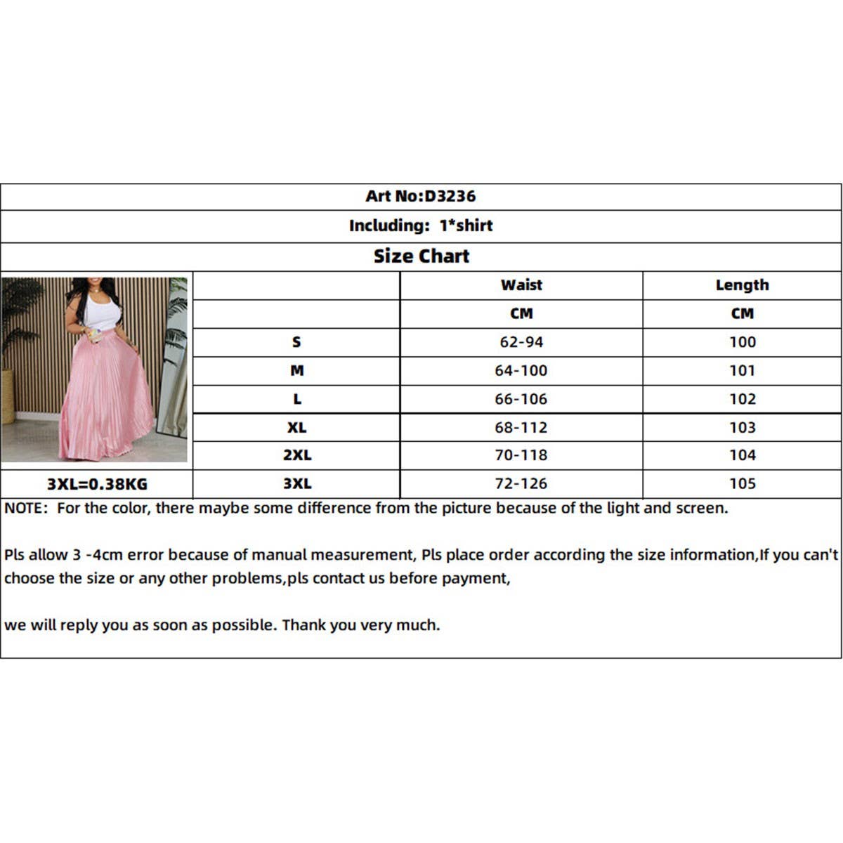 PLUS SIZE MID-HIGH WAIST PLEATED LONG SKIRT_CWDMD3676