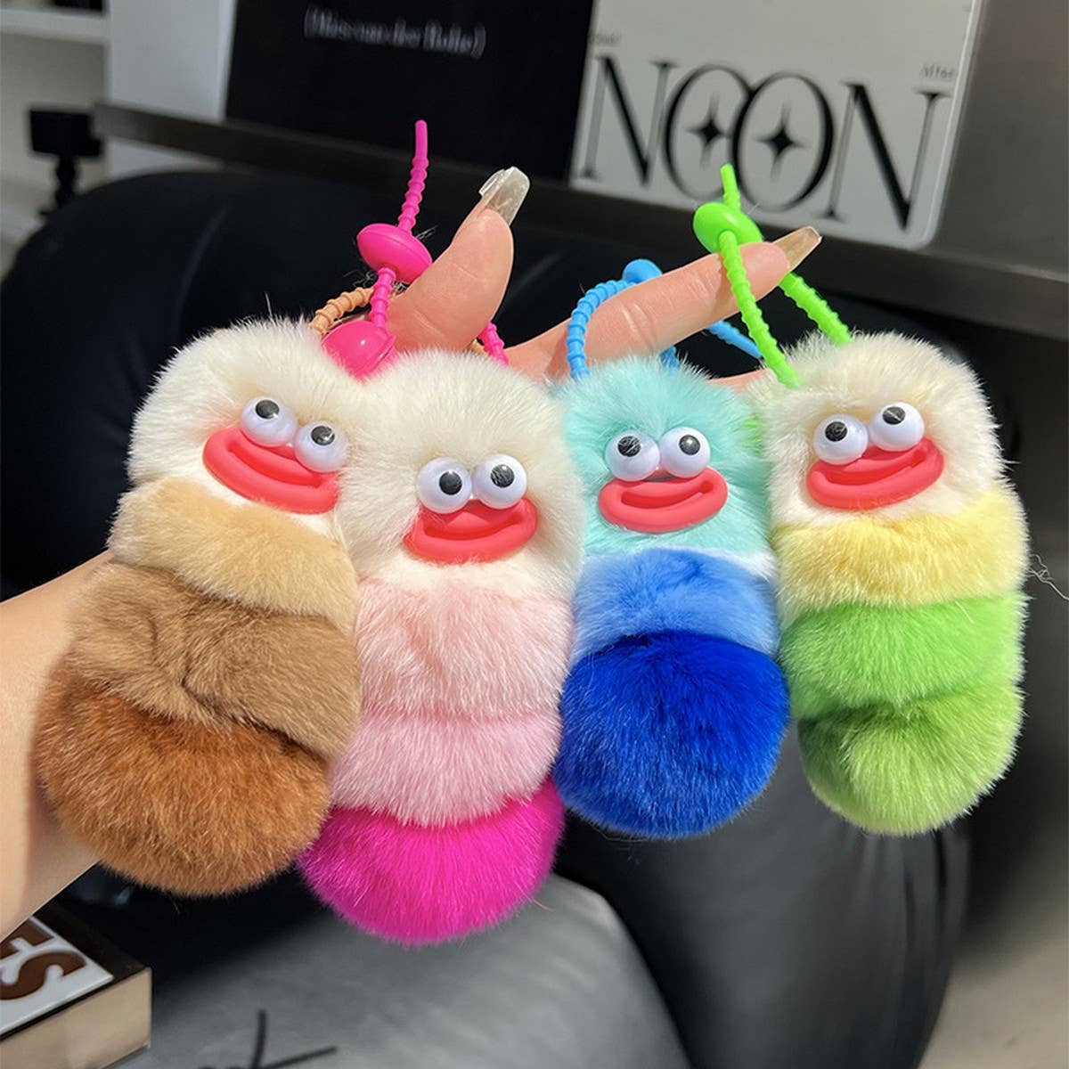 CUTE CATERPILLAR CAR KEYCHAIN PENDANT PLUSH DOLL