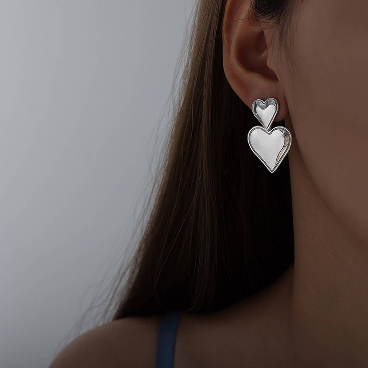 HEART TITANIUM STEEL PENDANT EARRINGS NECKLACE